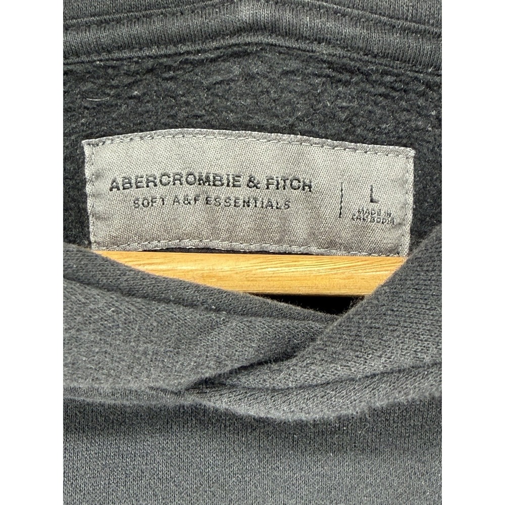 Abercrombie & Fitch Men's Soft AF Essentials Hoodie Black Pullover Sweatshirt L - Picture 2 of 7